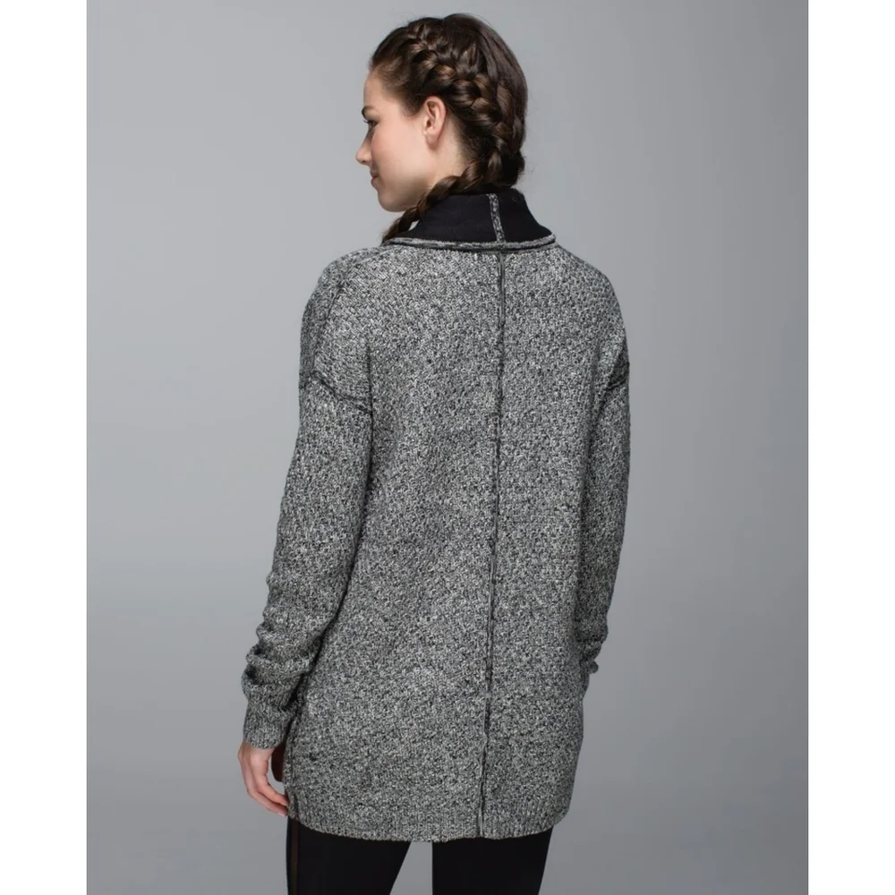 Lululemon Post Practice Knit Cardigan In Ghost Black Size 2